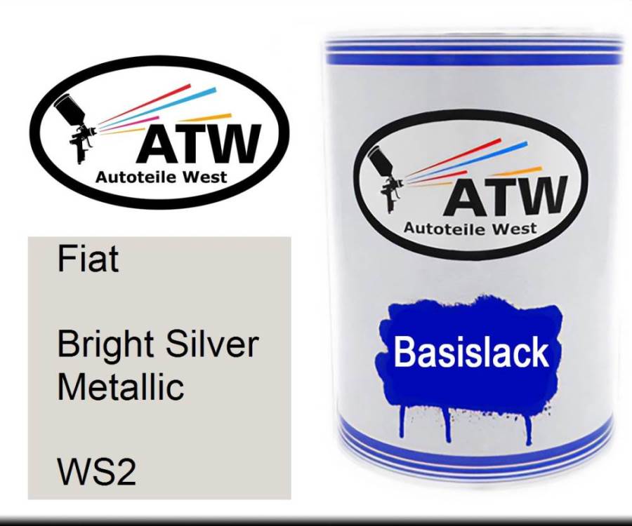 Fiat, Bright Silver Metallic, WS2: 500ml Lackdose, von ATW Autoteile West.